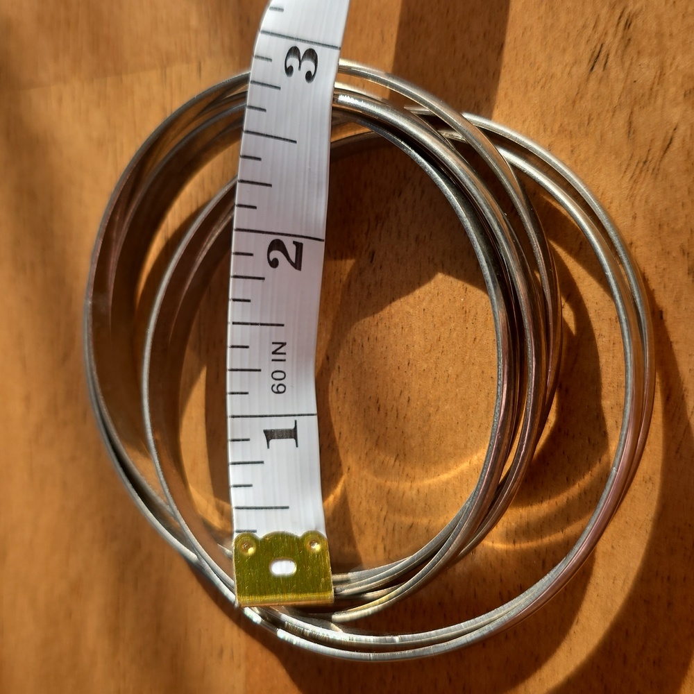 Chunky Silver Tone Metal Bangle Set of 6 Entwined Infinity Bracelets - Picture 3 of 6